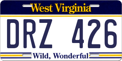 WV license plate DRZ426