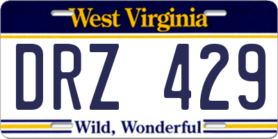 WV license plate DRZ429