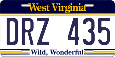 WV license plate DRZ435