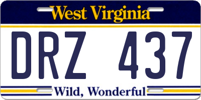 WV license plate DRZ437