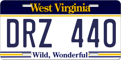 WV license plate DRZ440