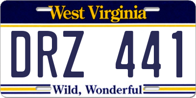 WV license plate DRZ441