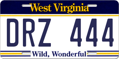 WV license plate DRZ444