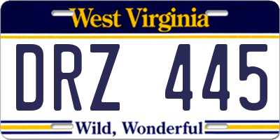WV license plate DRZ445