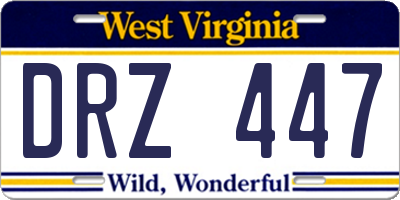 WV license plate DRZ447