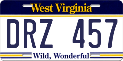 WV license plate DRZ457