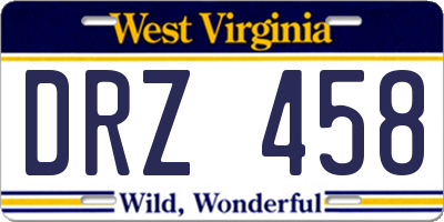 WV license plate DRZ458