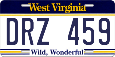 WV license plate DRZ459