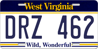 WV license plate DRZ462