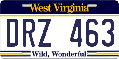 WV license plate DRZ463