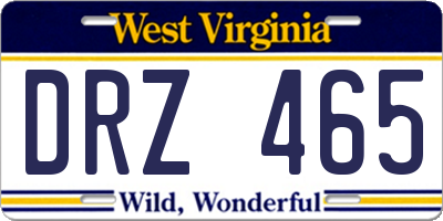 WV license plate DRZ465