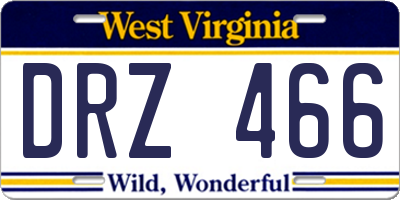 WV license plate DRZ466