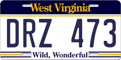 WV license plate DRZ473