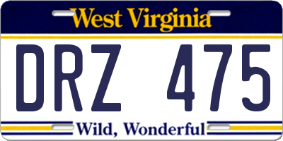 WV license plate DRZ475