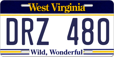 WV license plate DRZ480