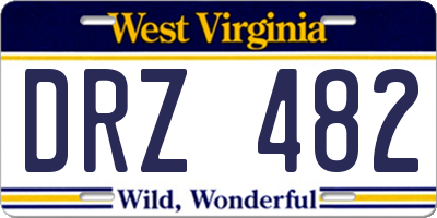 WV license plate DRZ482