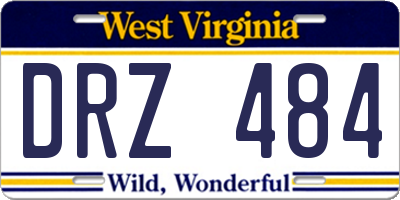 WV license plate DRZ484