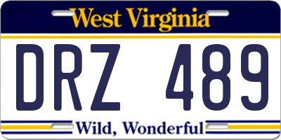 WV license plate DRZ489