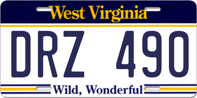 WV license plate DRZ490