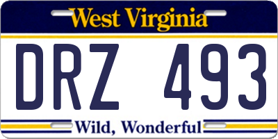 WV license plate DRZ493