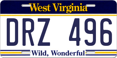 WV license plate DRZ496