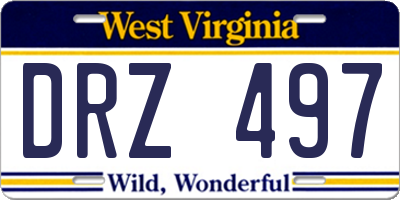 WV license plate DRZ497