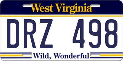 WV license plate DRZ498
