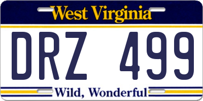 WV license plate DRZ499