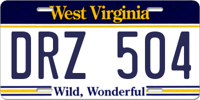 WV license plate DRZ504