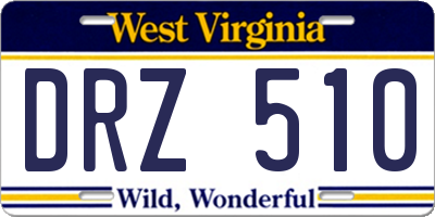 WV license plate DRZ510