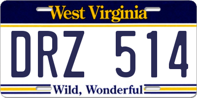 WV license plate DRZ514