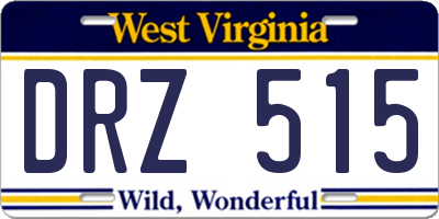 WV license plate DRZ515