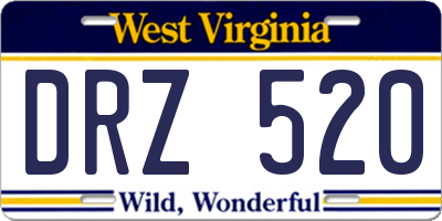 WV license plate DRZ520