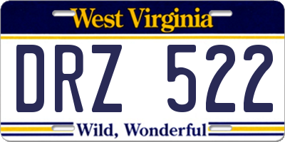 WV license plate DRZ522
