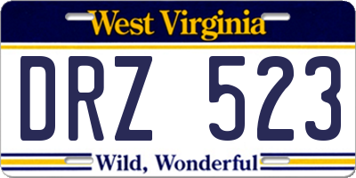 WV license plate DRZ523