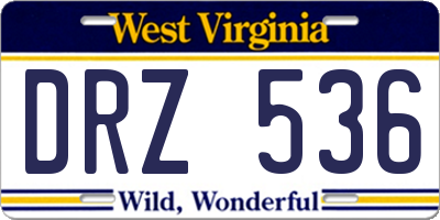 WV license plate DRZ536