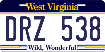 WV license plate DRZ538