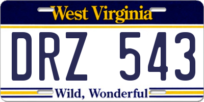 WV license plate DRZ543