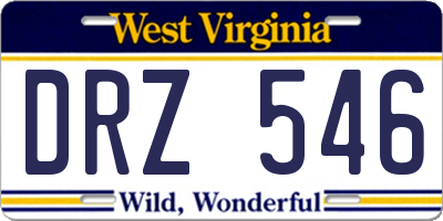 WV license plate DRZ546