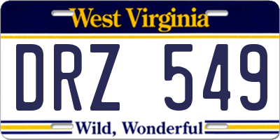 WV license plate DRZ549