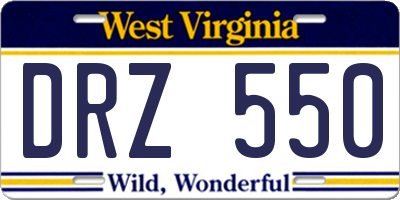 WV license plate DRZ550