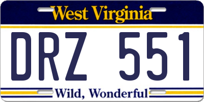 WV license plate DRZ551