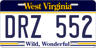 WV license plate DRZ552