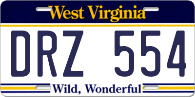 WV license plate DRZ554