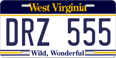 WV license plate DRZ555
