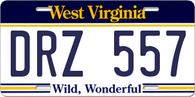 WV license plate DRZ557