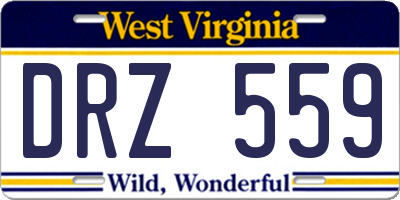 WV license plate DRZ559