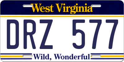 WV license plate DRZ577