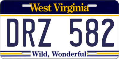 WV license plate DRZ582