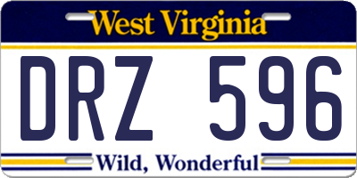 WV license plate DRZ596
